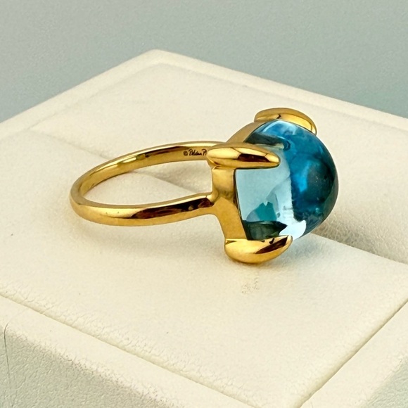 Tiffany & Co. 8ct Blue Topaz Sugar Stack Ring 18k Yellow Gold 8.25 💙 - Picture 8 of 13
